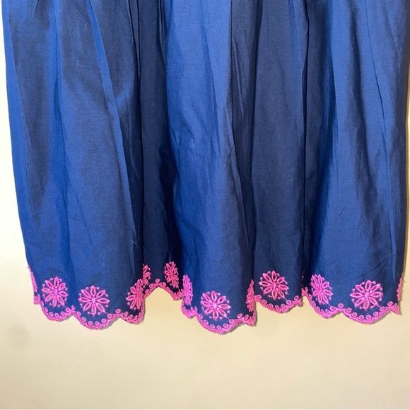 J. Crew Navy Midi Dress Pink Floral Embroidery Women’s Size 4 Sleeveless NWT - Picture 4 of 13